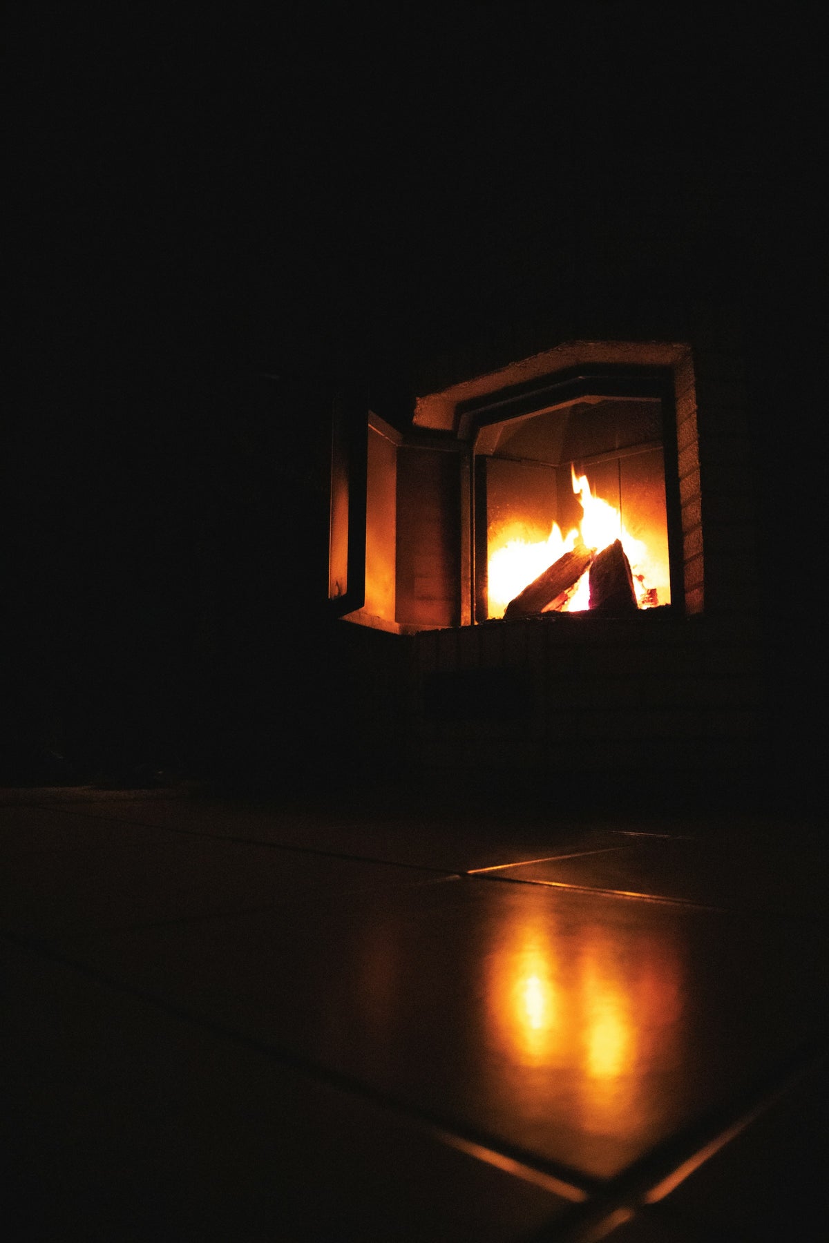 Fire burning in a fireplace
