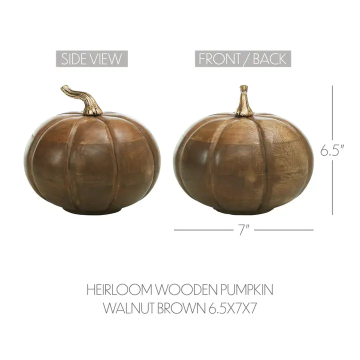 Walnut Mango Wood Pumpkin 7"