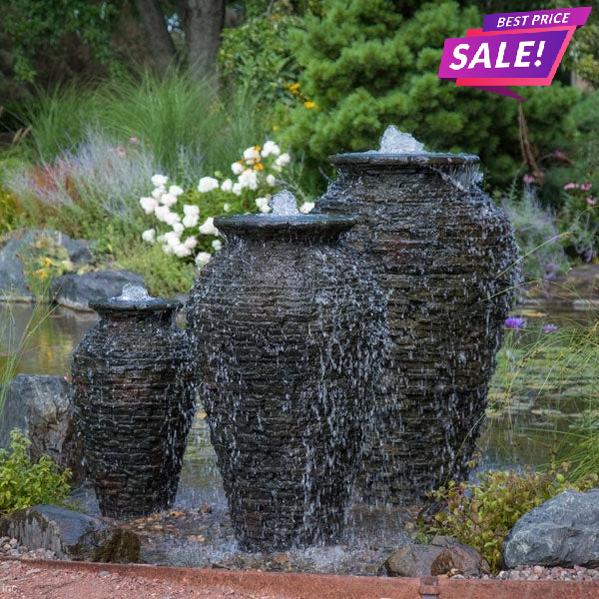 Stacked Slate Urns