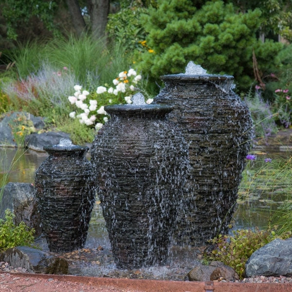 Stacked Slate Urns