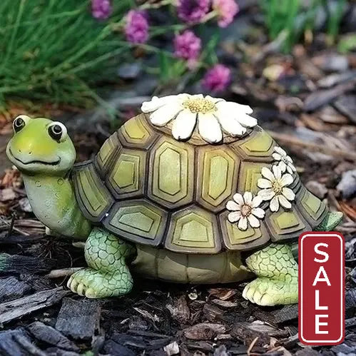 Turtle with Daisies Statue