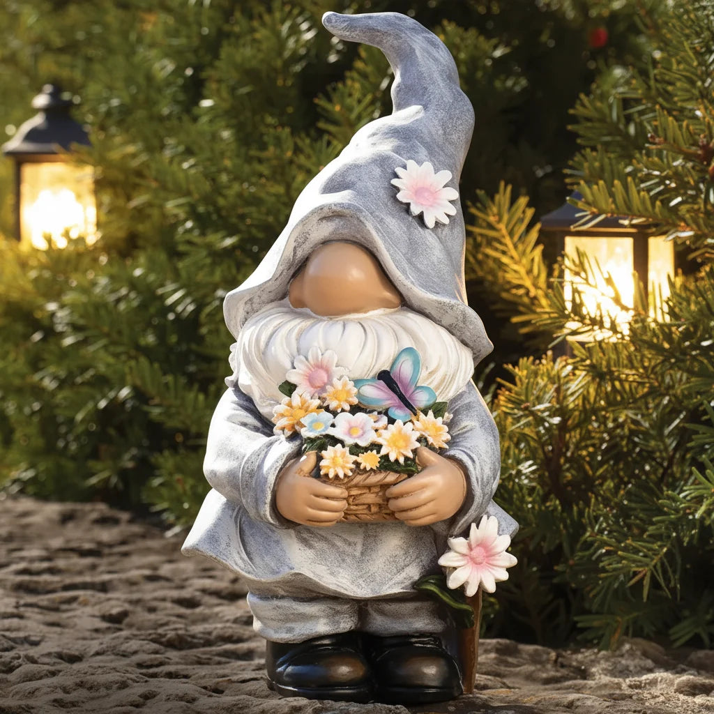 Spring Flowers Gnome Statue