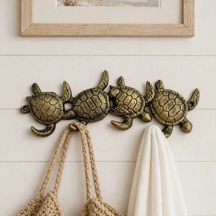 *COMING SOON* Sea Turtle 4-Hook Rack | Cast Iron