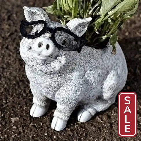 Pig with Glasses Planter
