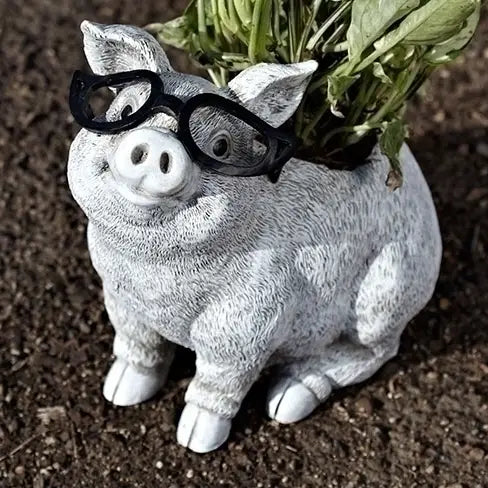 Pig with Glasses Planter