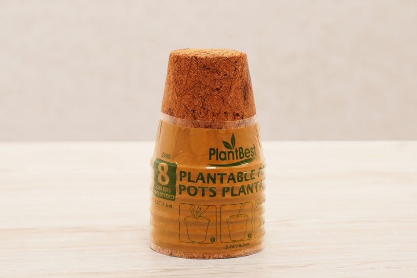 Macetas biodegradables de fibra de coco: 2,5", 3,25" y 4,5" 