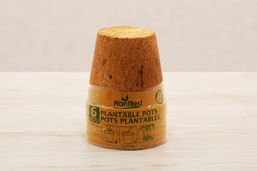 Macetas biodegradables de fibra de coco: 2,5", 3,25" y 4,5" 