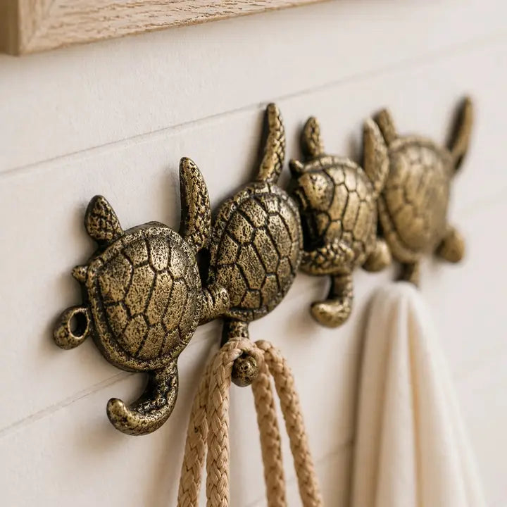*COMING SOON* Sea Turtle 4-Hook Rack | Cast Iron