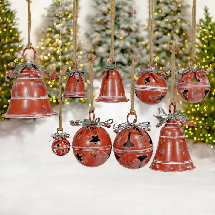 Assorted Style Hanging Christmas Bells- 9Pc