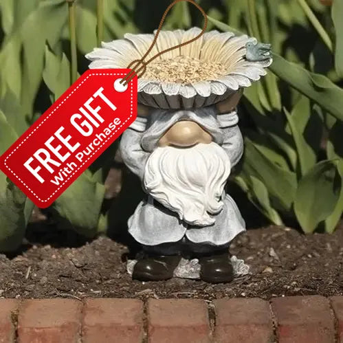 9.5"H Gnome Bird Feeder Sunflower