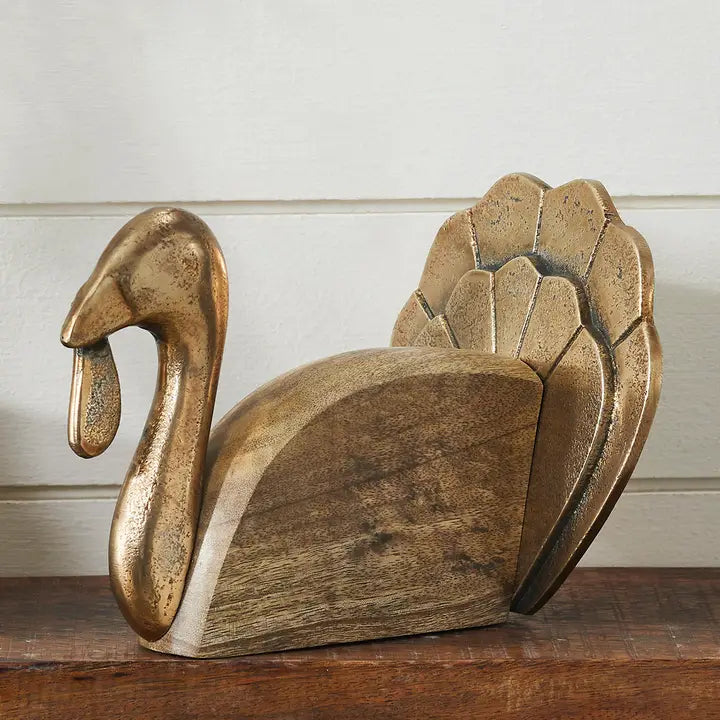 Wooden Turkey w/ Burnished Gold Rustic | 8.5"