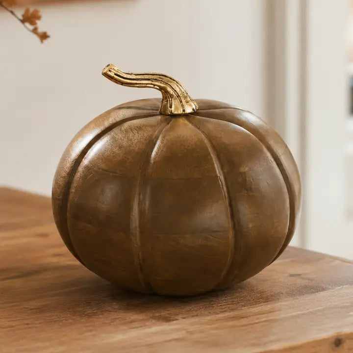 Walnut Mango Wood Pumpkin 7"