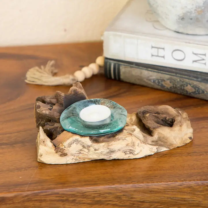 *COMING SOON* Recycled Melted Glass Candle Holders On Coffee Tree Roots