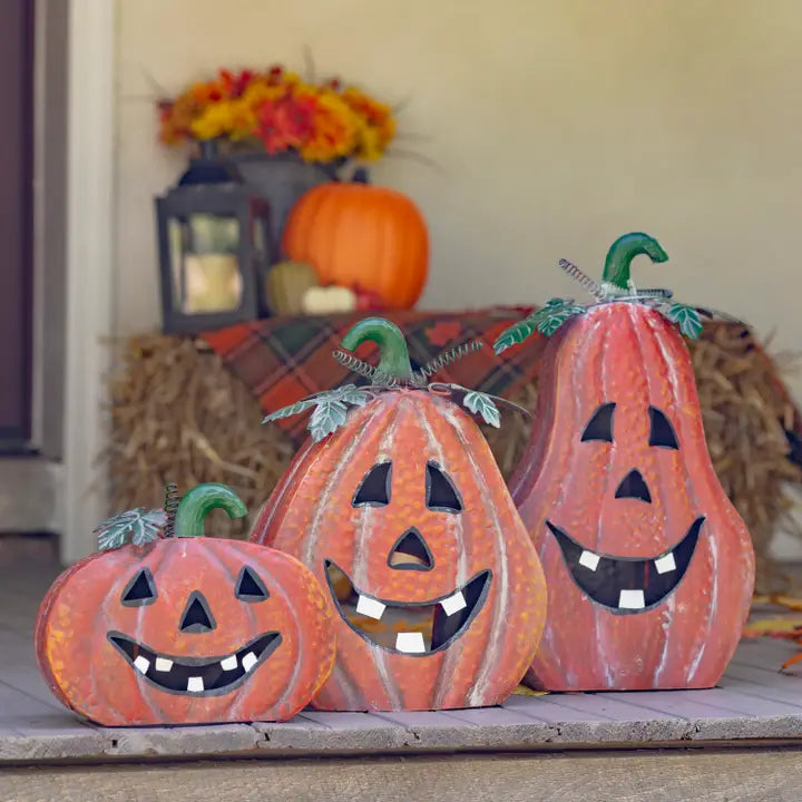 Metal Jack-O-Lantern Decorations- 3PC/Set
