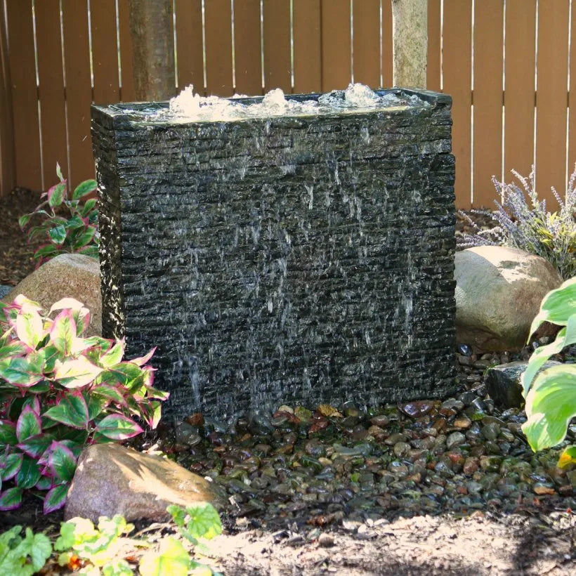 Large Straight Stacked Slate Wall Base | 26"