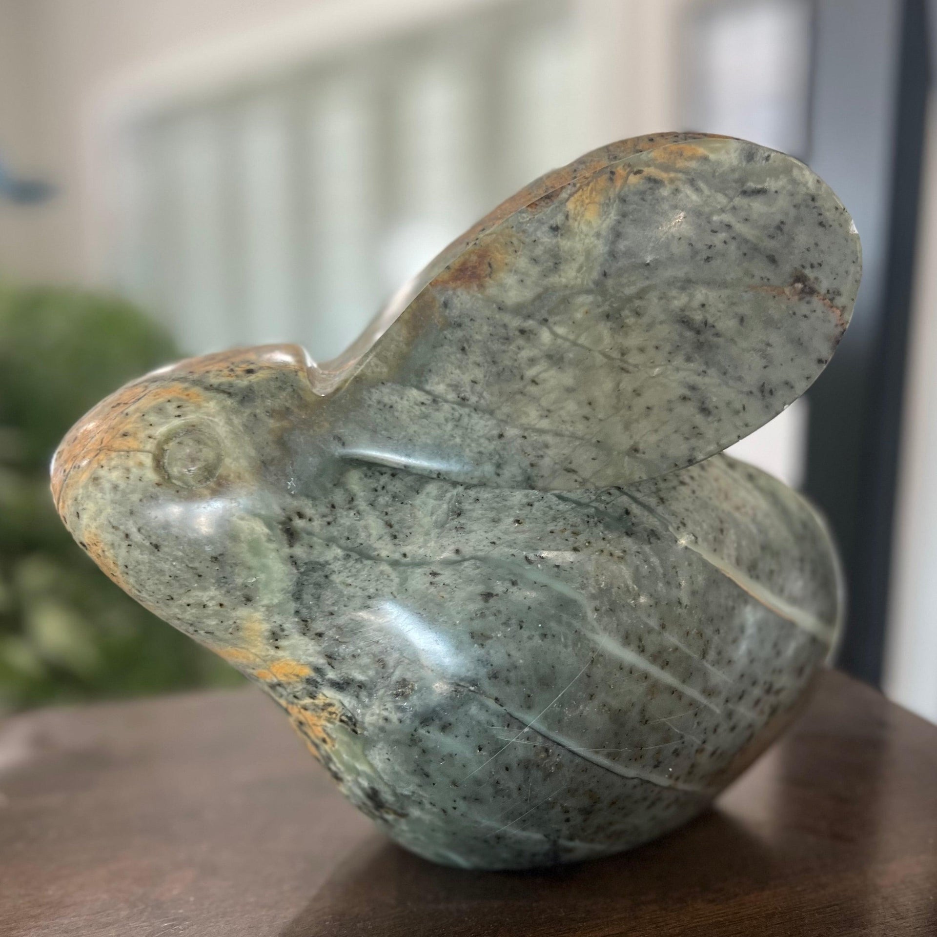 Hand Carved Green Serpentine Stone Rabbit