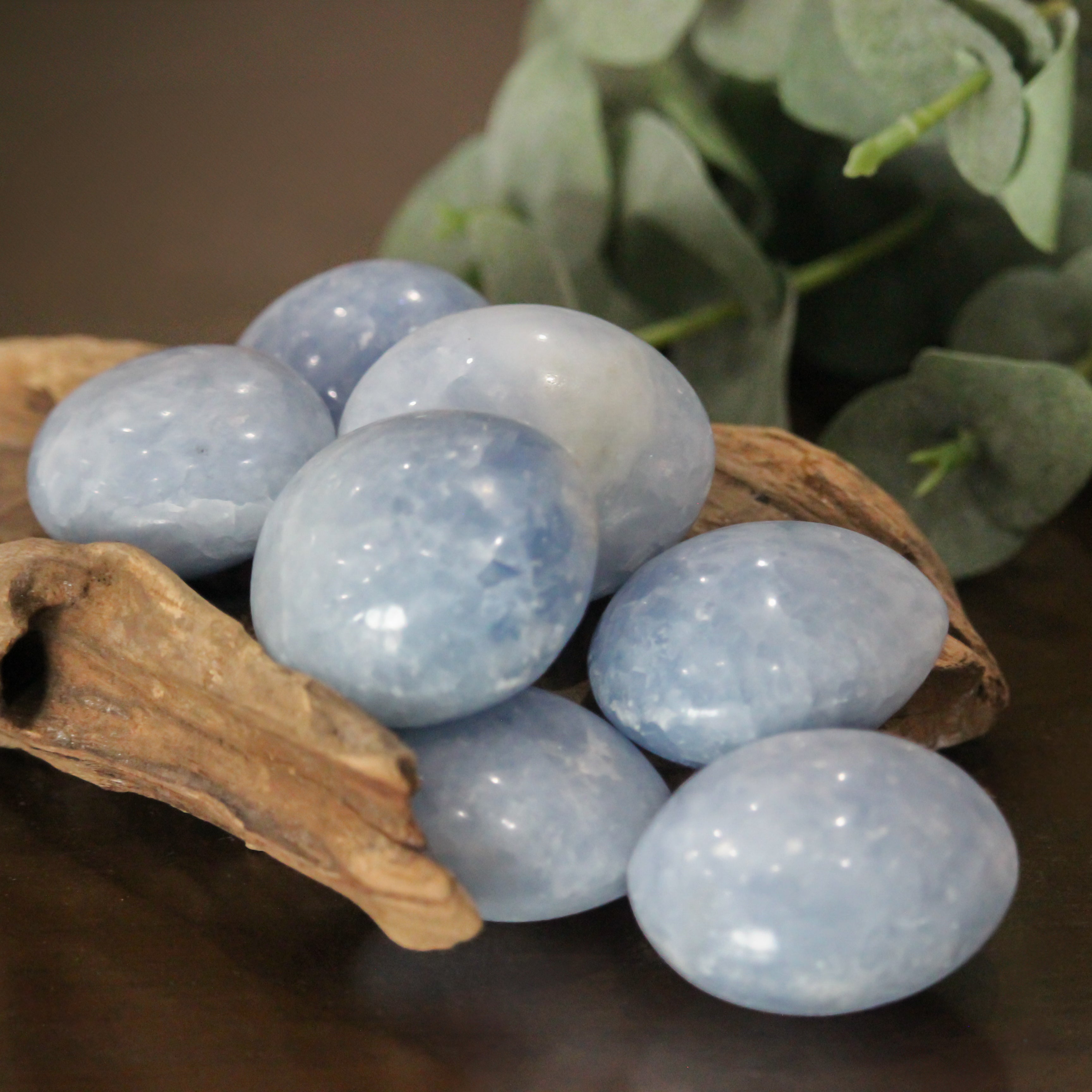 Blue Calcite Palm Stone