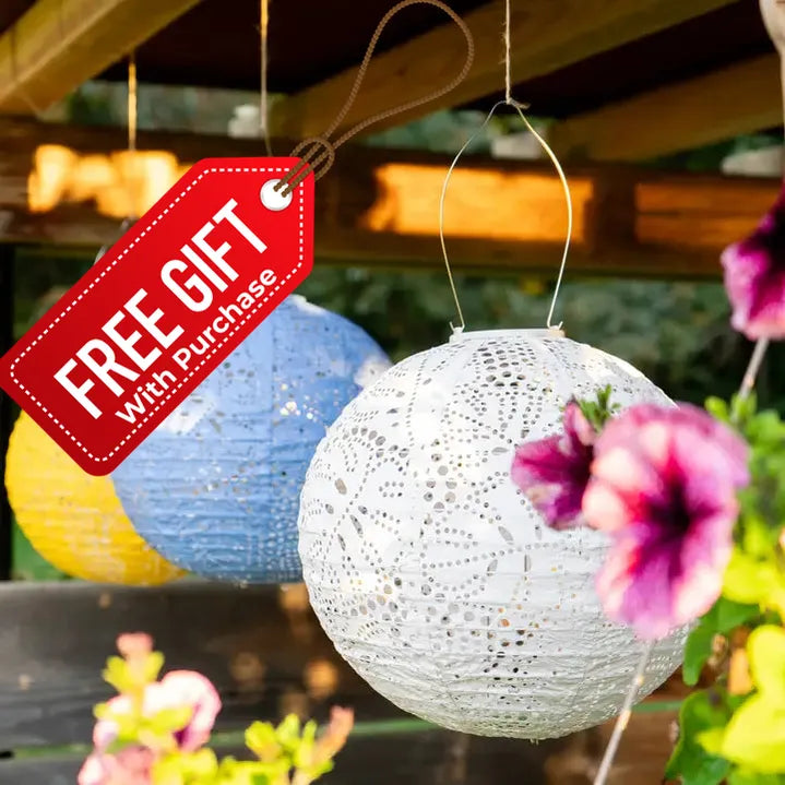 Stella Monstera 12" Globe Solar Lantern - Porcelain