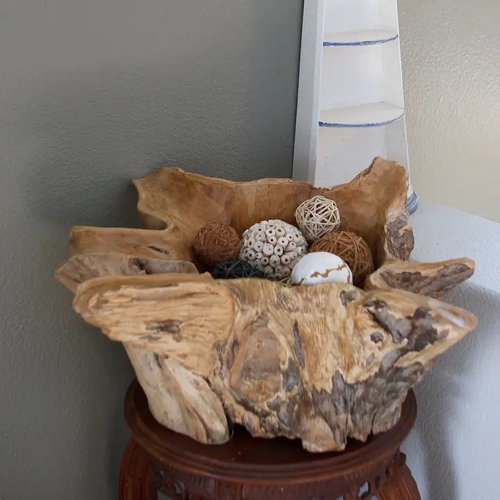 Teak Erosion Wood Bowls