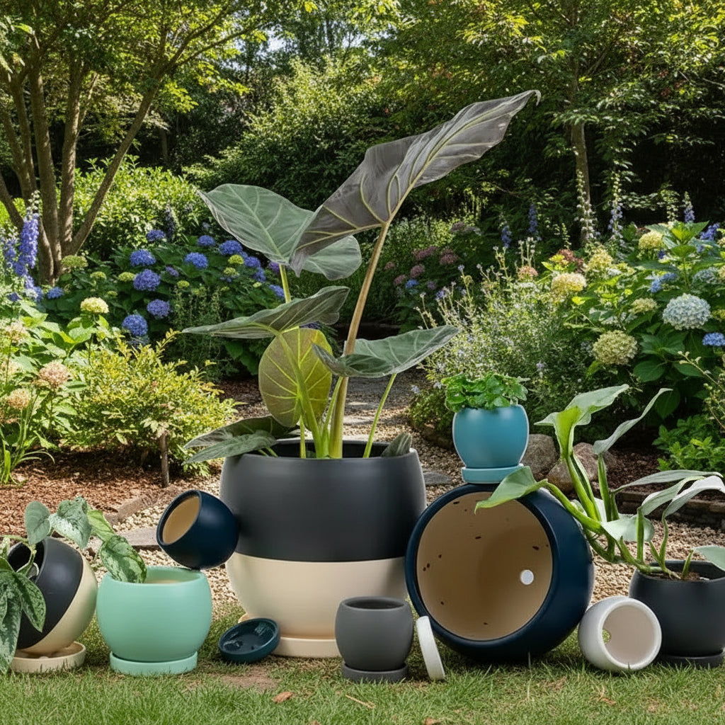 10" Bollé Pots with Water Saucers