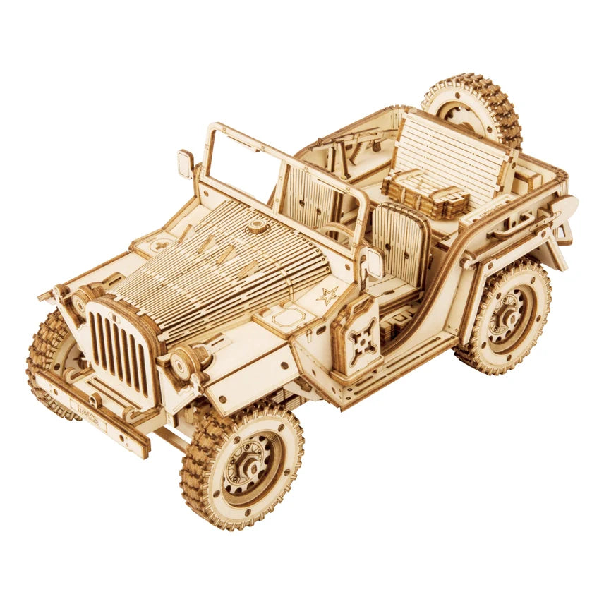 3D Laser Cut Wooden Army Suv