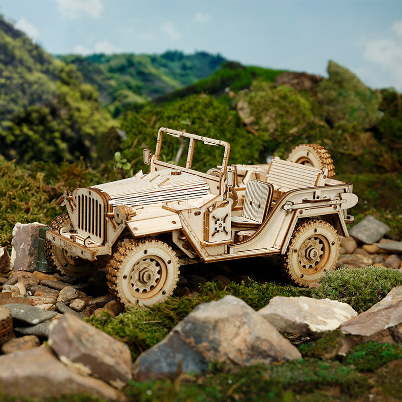 3D Laser Cut Wooden Army Suv