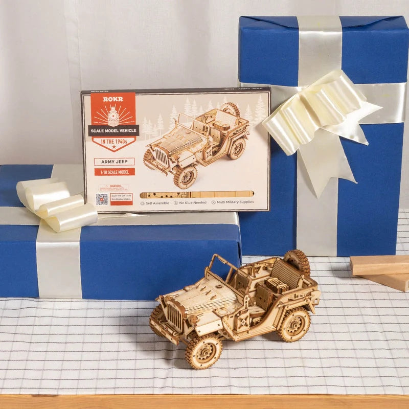 3D Laser Cut Wooden Army Suv