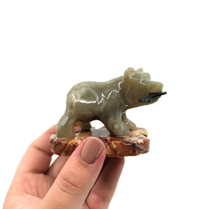 2'' Marble Bear with Fish