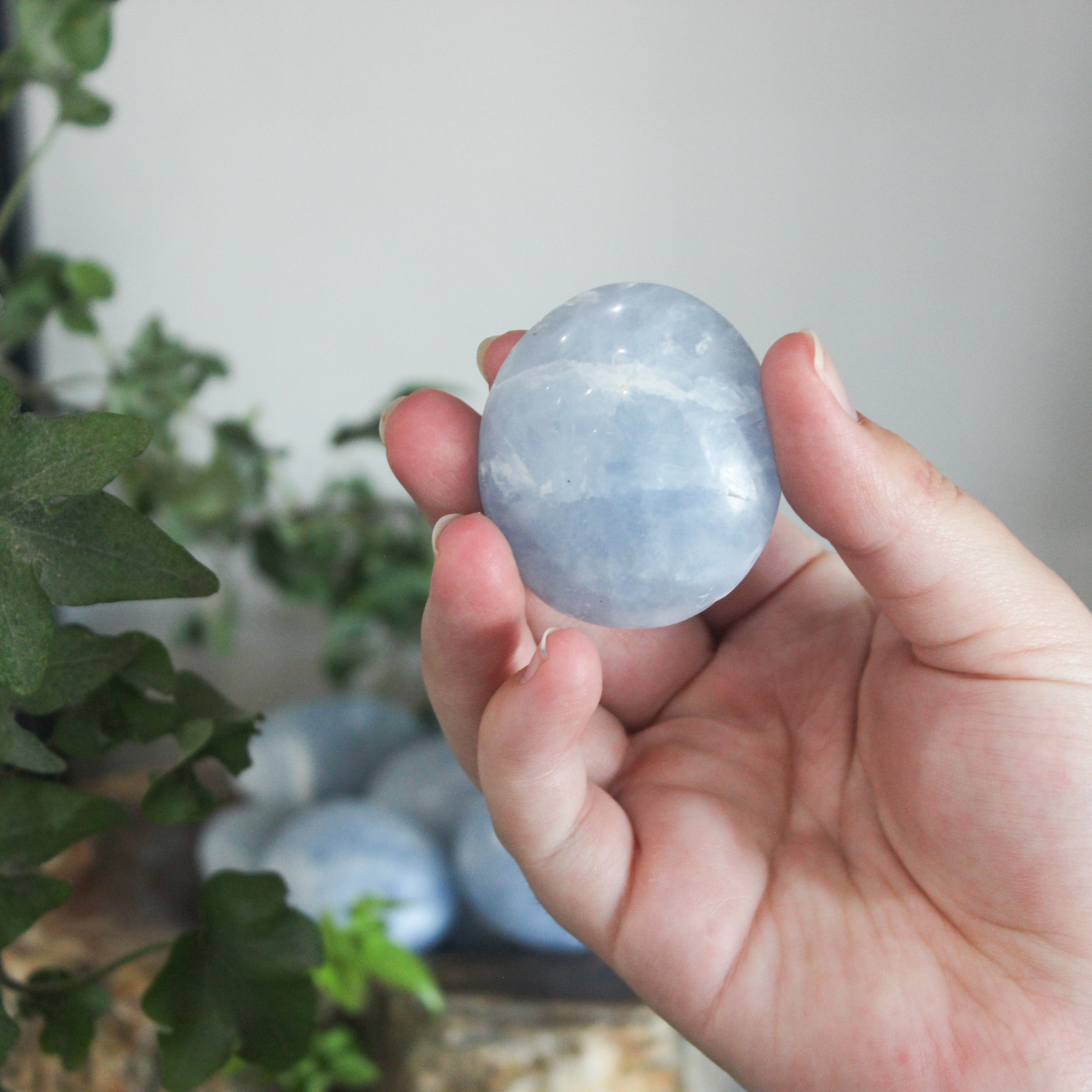 Blue Calcite Palm Stone