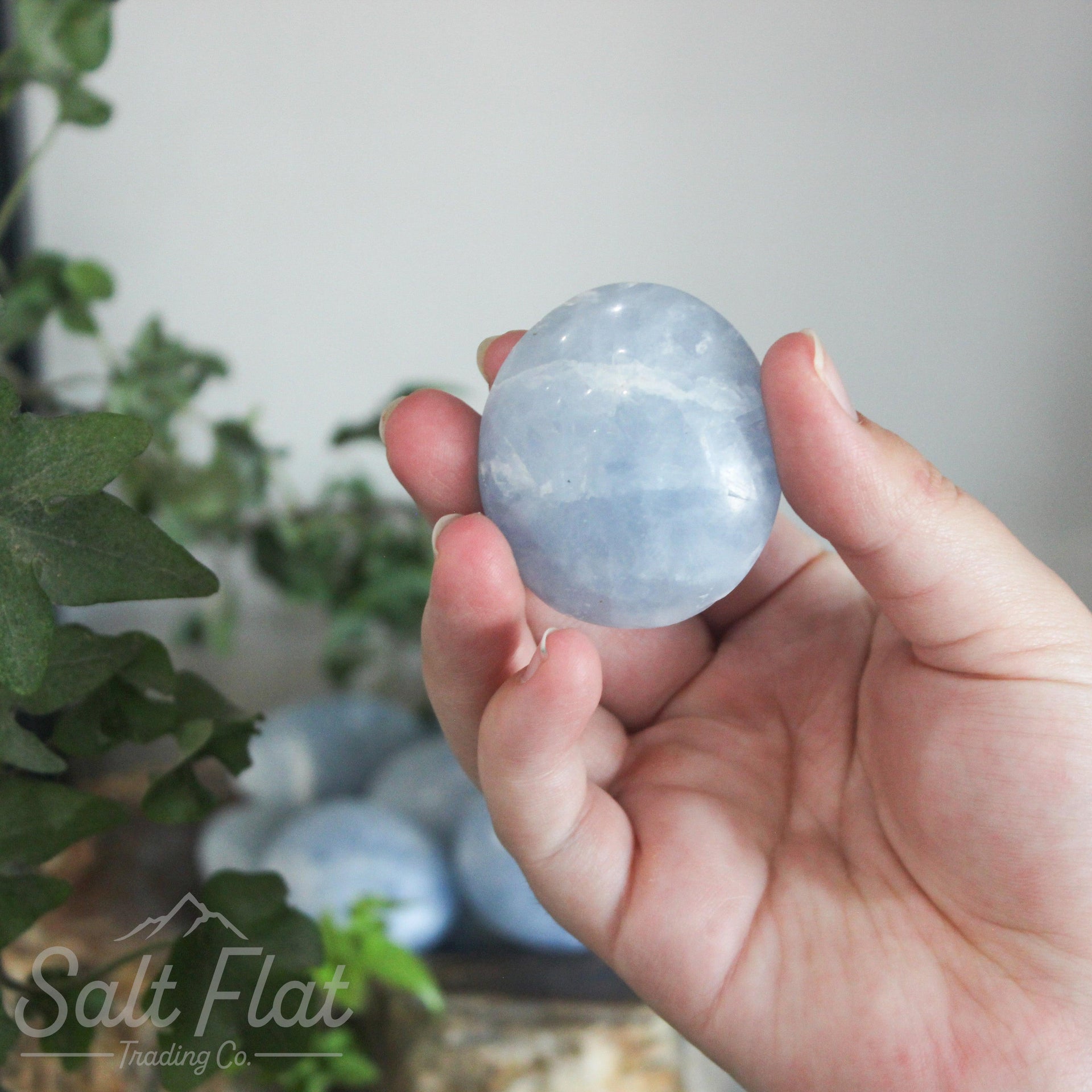 Blue Calcite Palm Stone