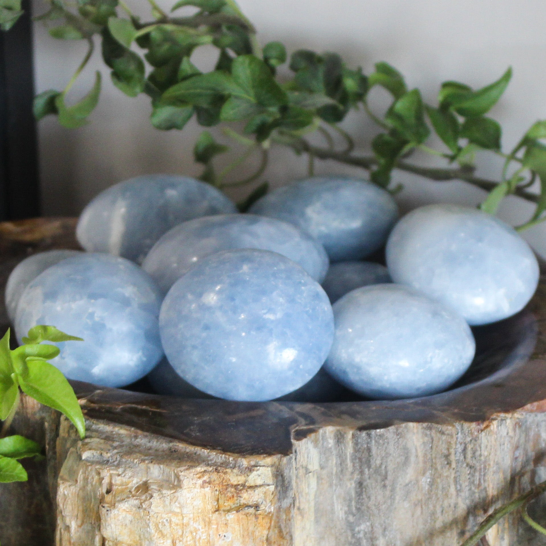 Blue Calcite Palm Stone