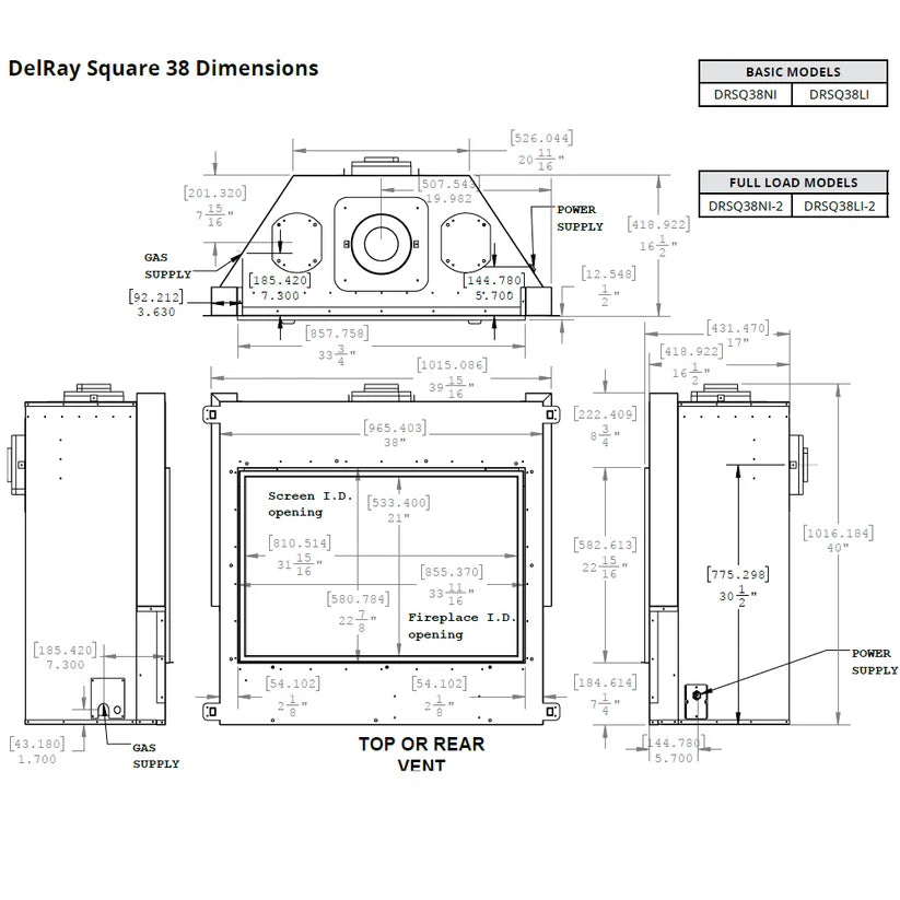 DelRay Square 38" - Basic