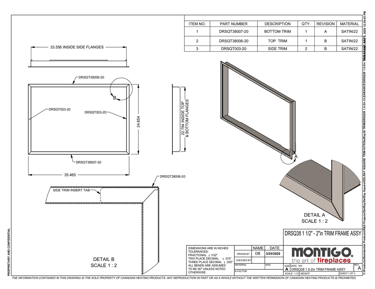 DelRay DRSQT38 1” Adjustable Trim Kit