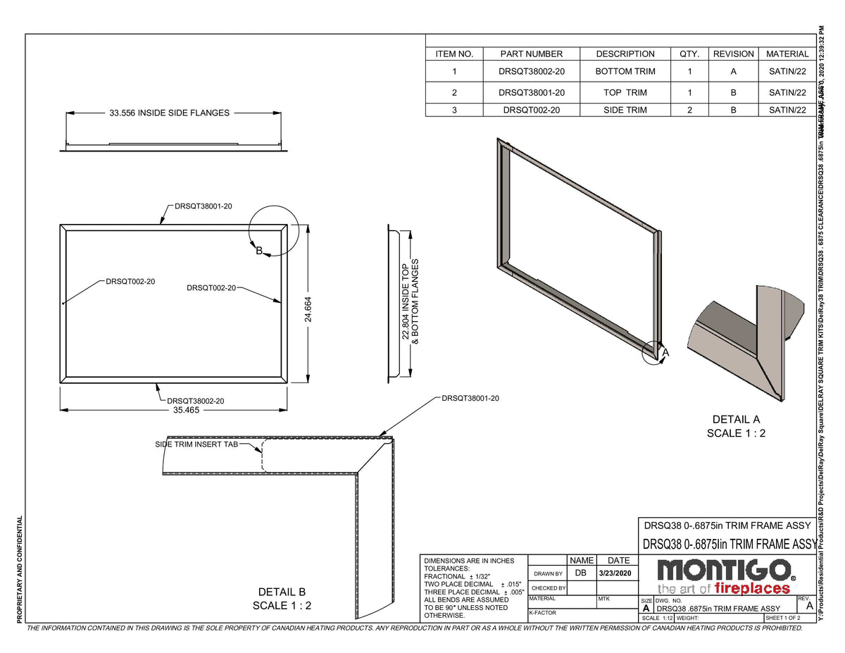 DelRay DRSQT38 1” Adjustable Trim Kit