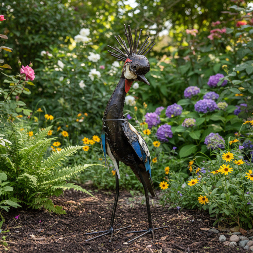 Recycled Metal Short Crowned Crane