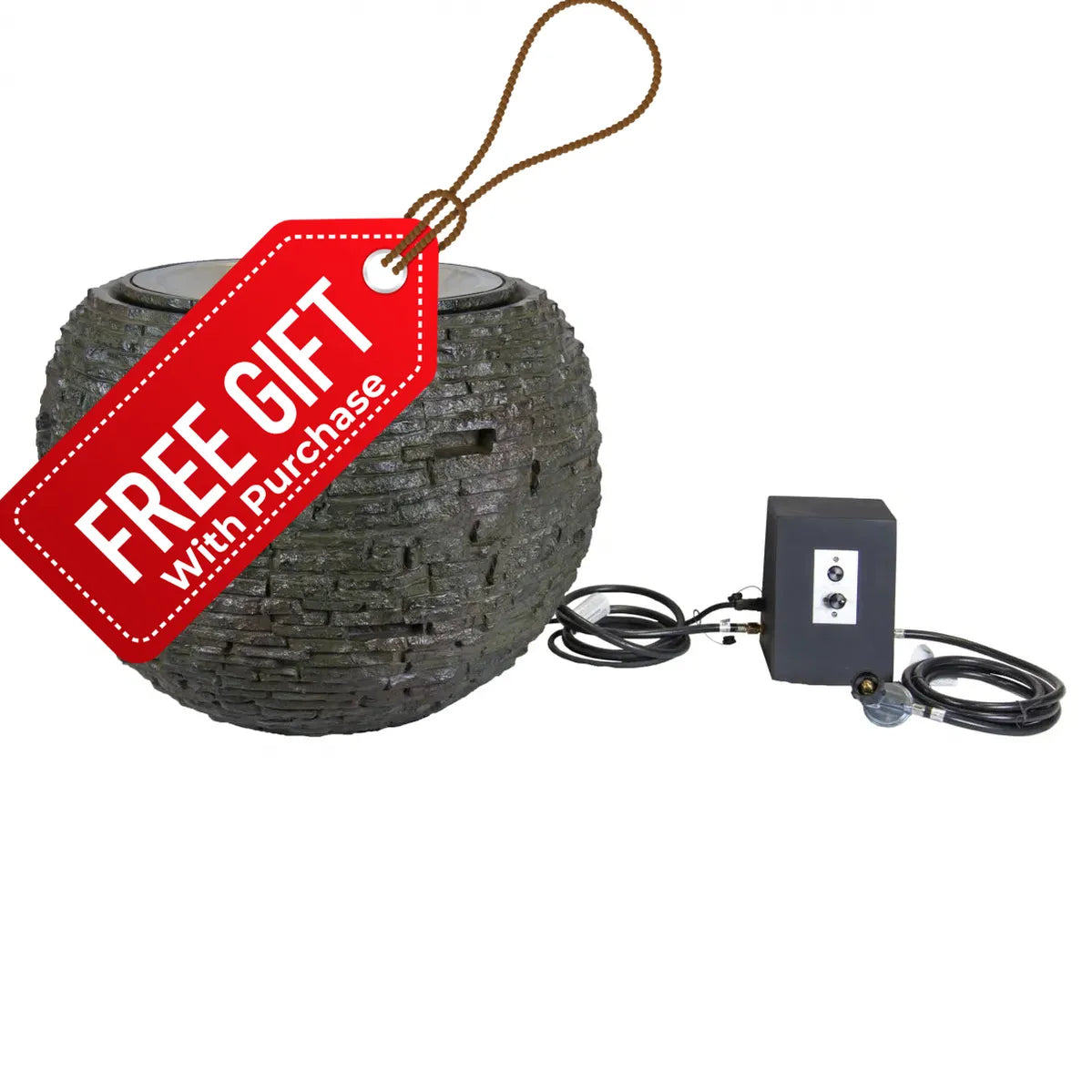 Fire and Water Stacked Slate Sphere Medium