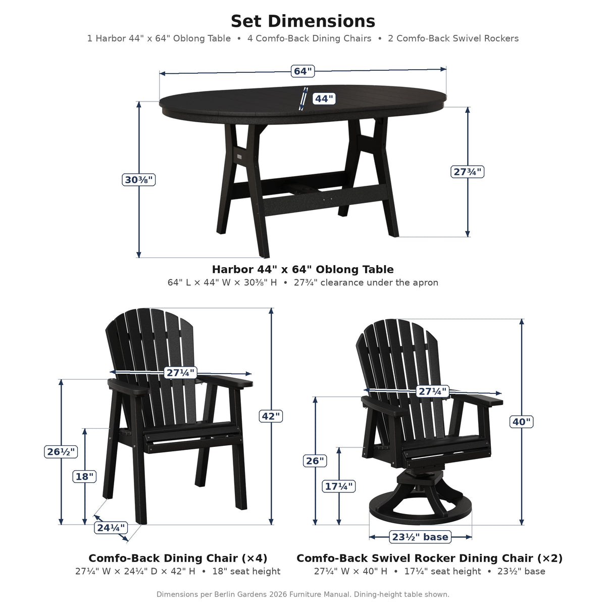 Harbor Family Outdoor Dining Set for 6 – 7 Pieces