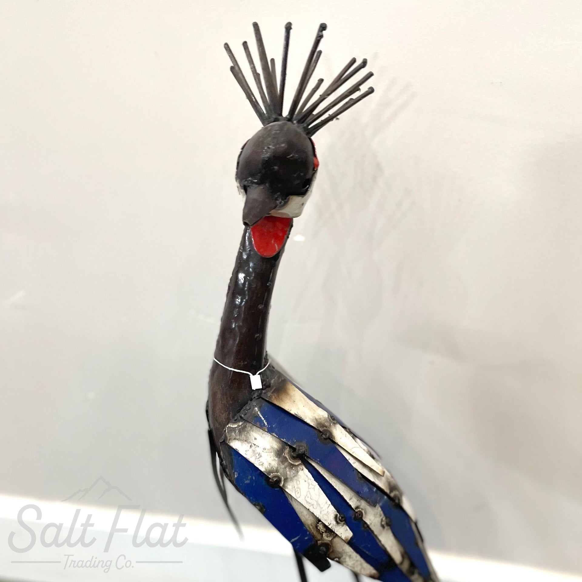 Recycled Metal Tall Crowned Crane