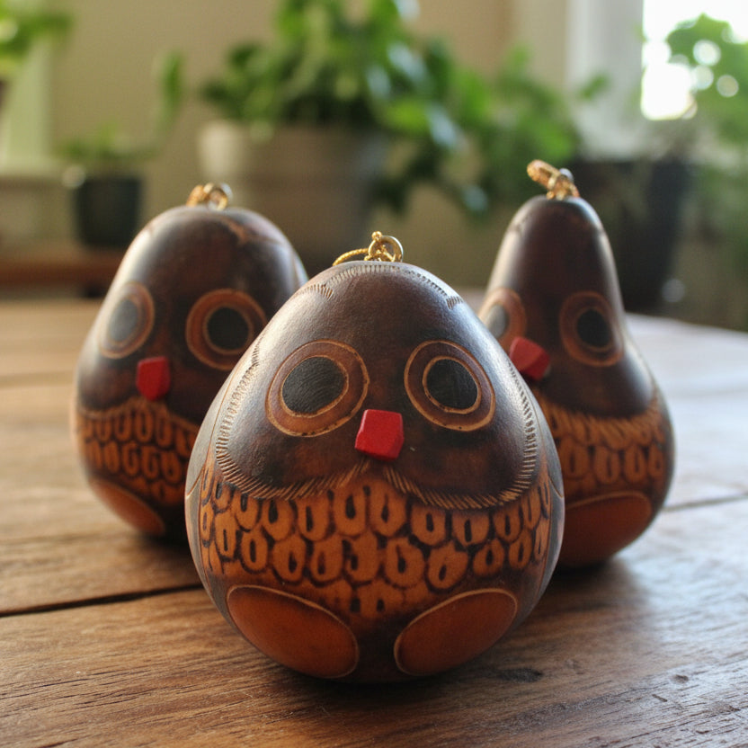 Adornos de calabaza en miniatura de búho