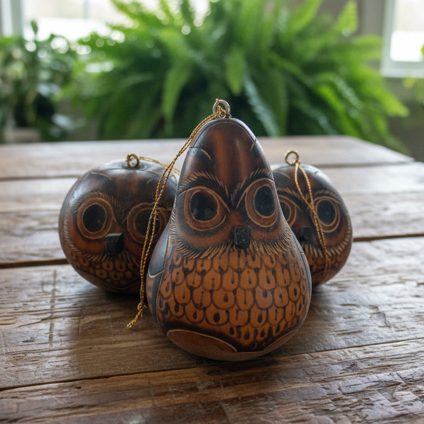 Adornos de calabaza en miniatura de búho