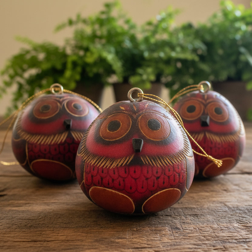 Adornos de calabaza en miniatura de búho