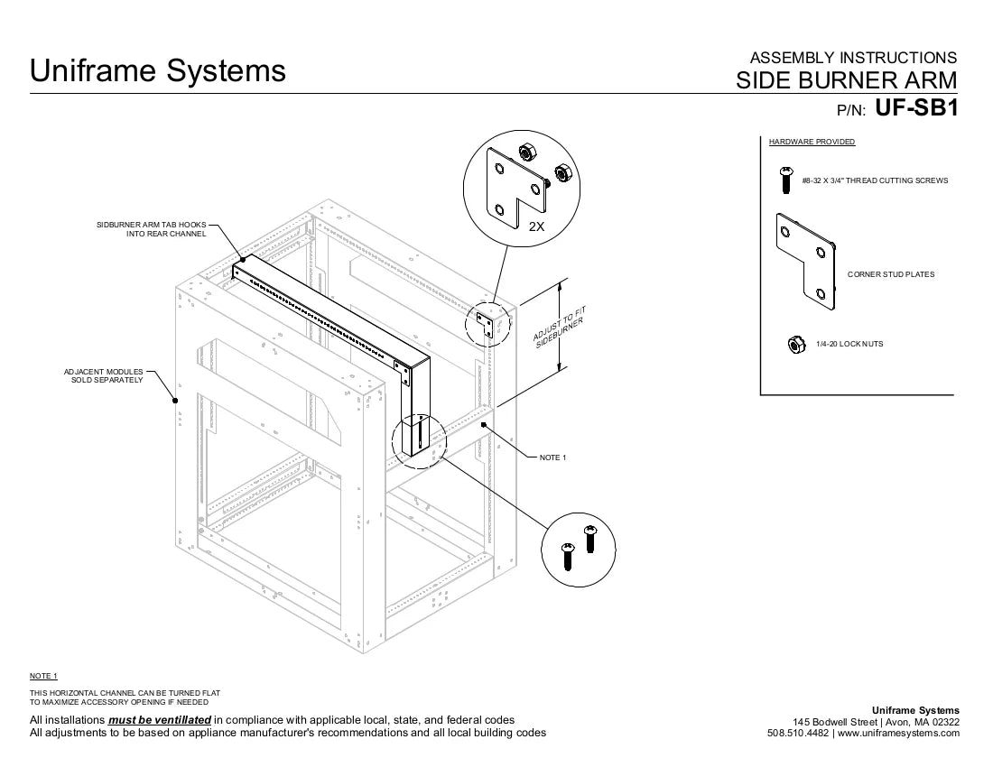 Side Burner Support Arm