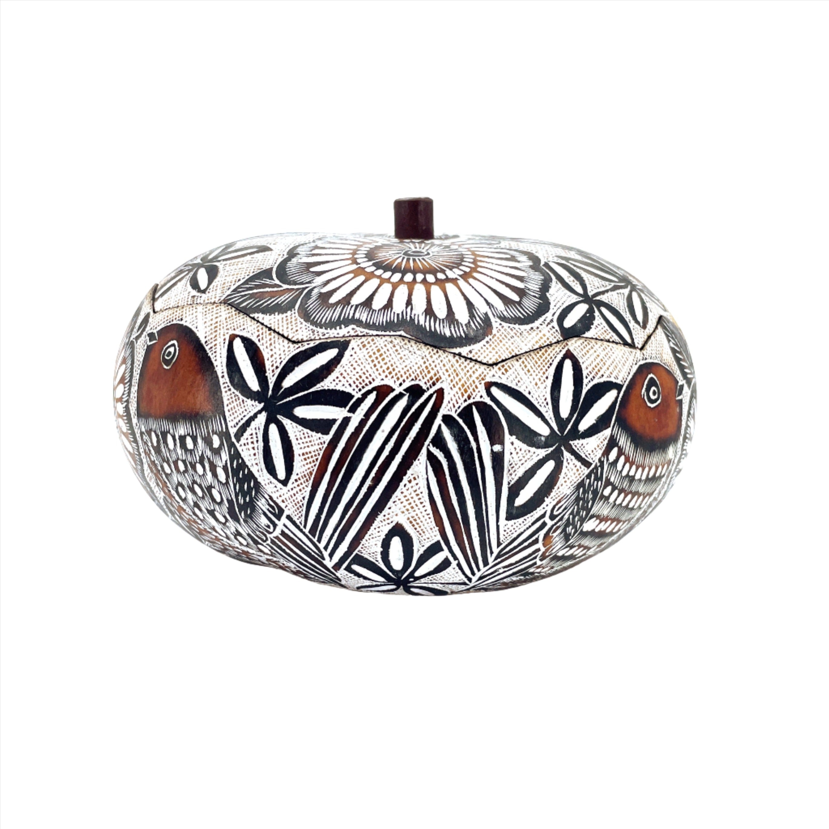 Lace Birds - Medium Gourd Box