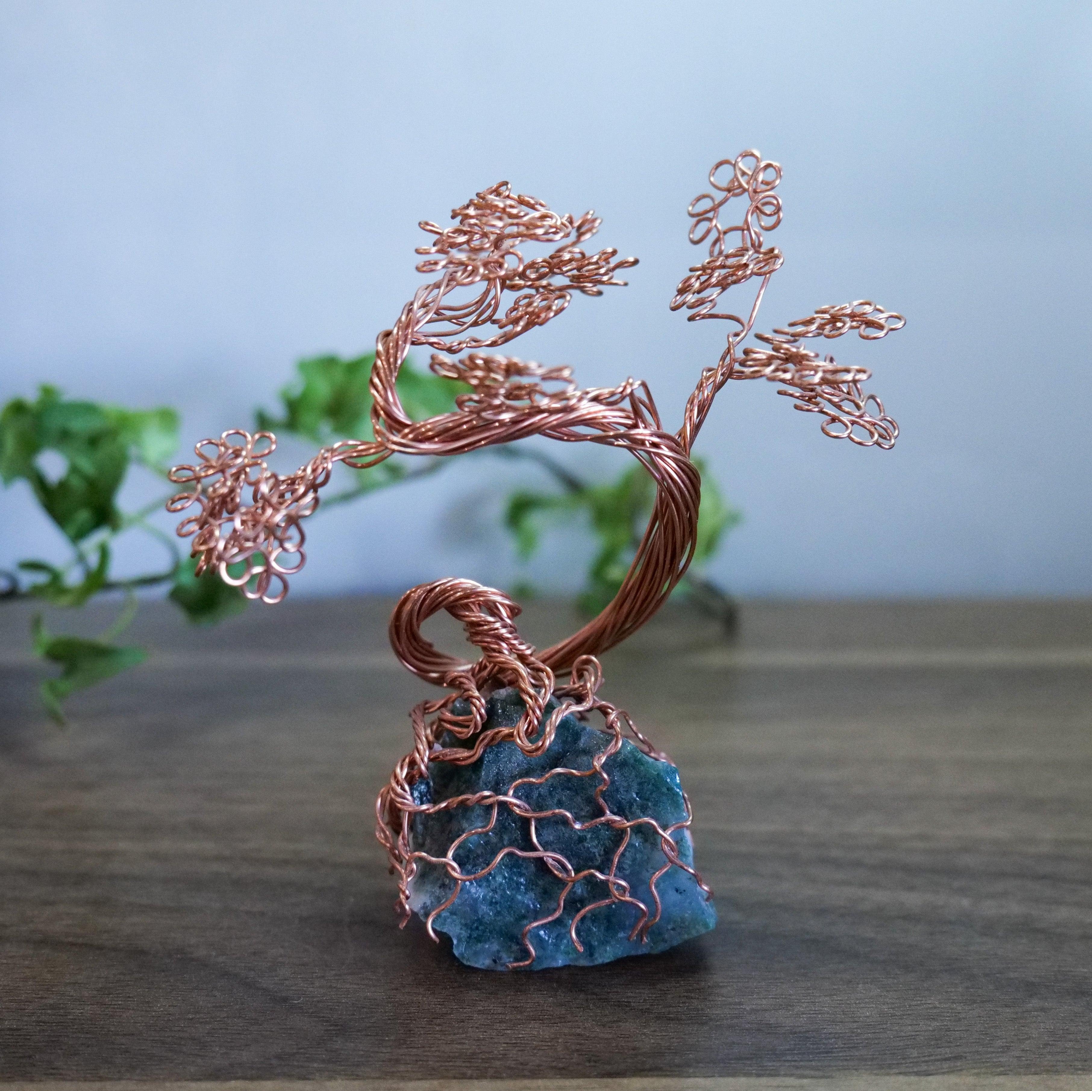 Mini Copper Bonsai Tree- Moss Agate
