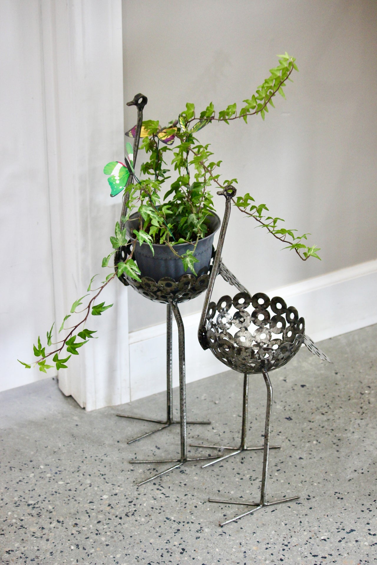 Recycled Metal Ostrich Bowl