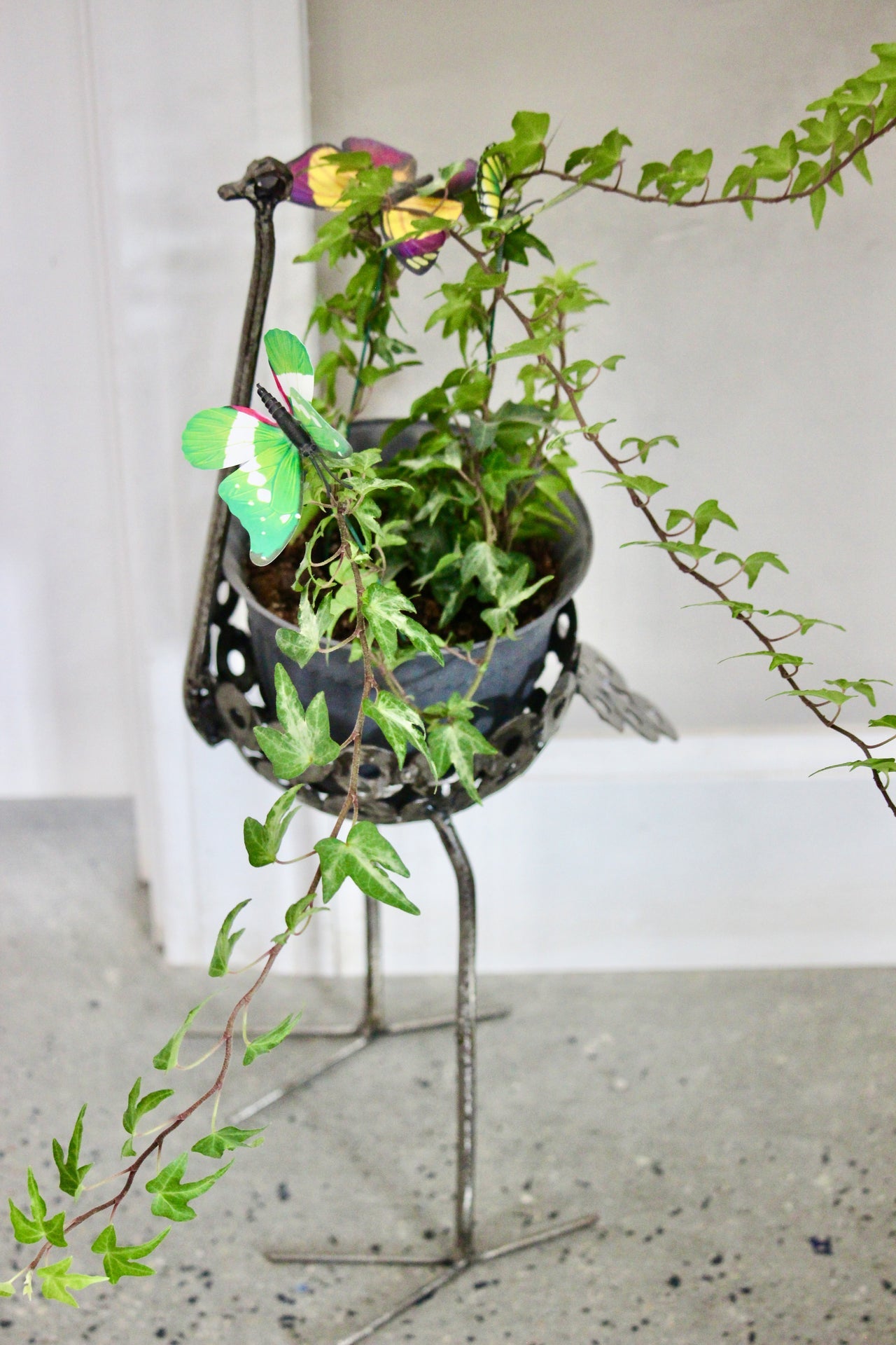 Recycled Metal Ostrich Bowl