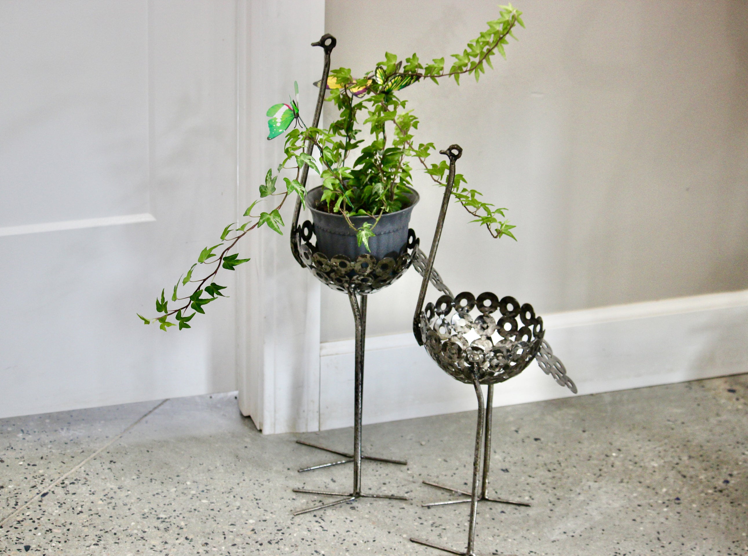 Recycled Metal Ostrich Bowl