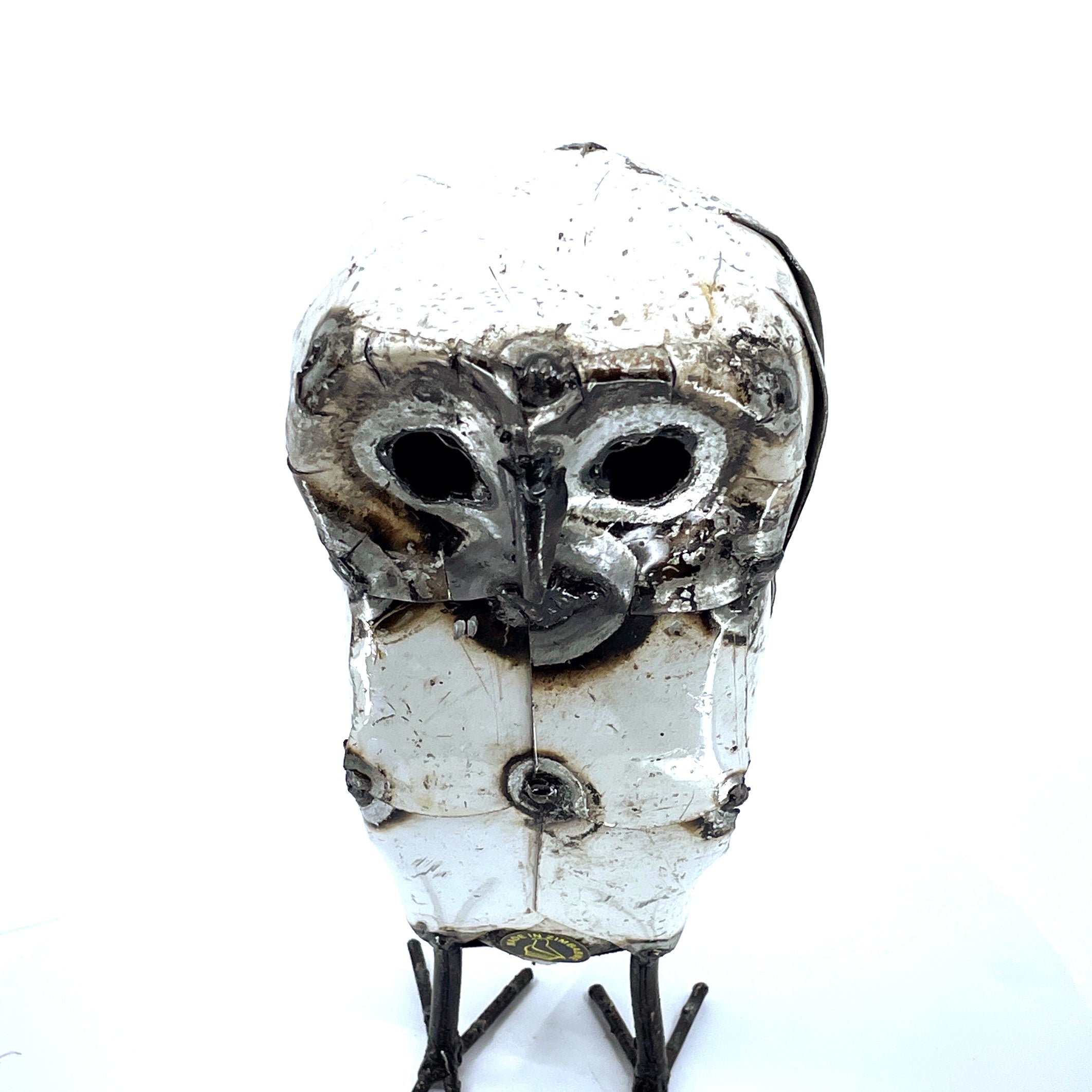 Snowy White Recycled Metal Owls