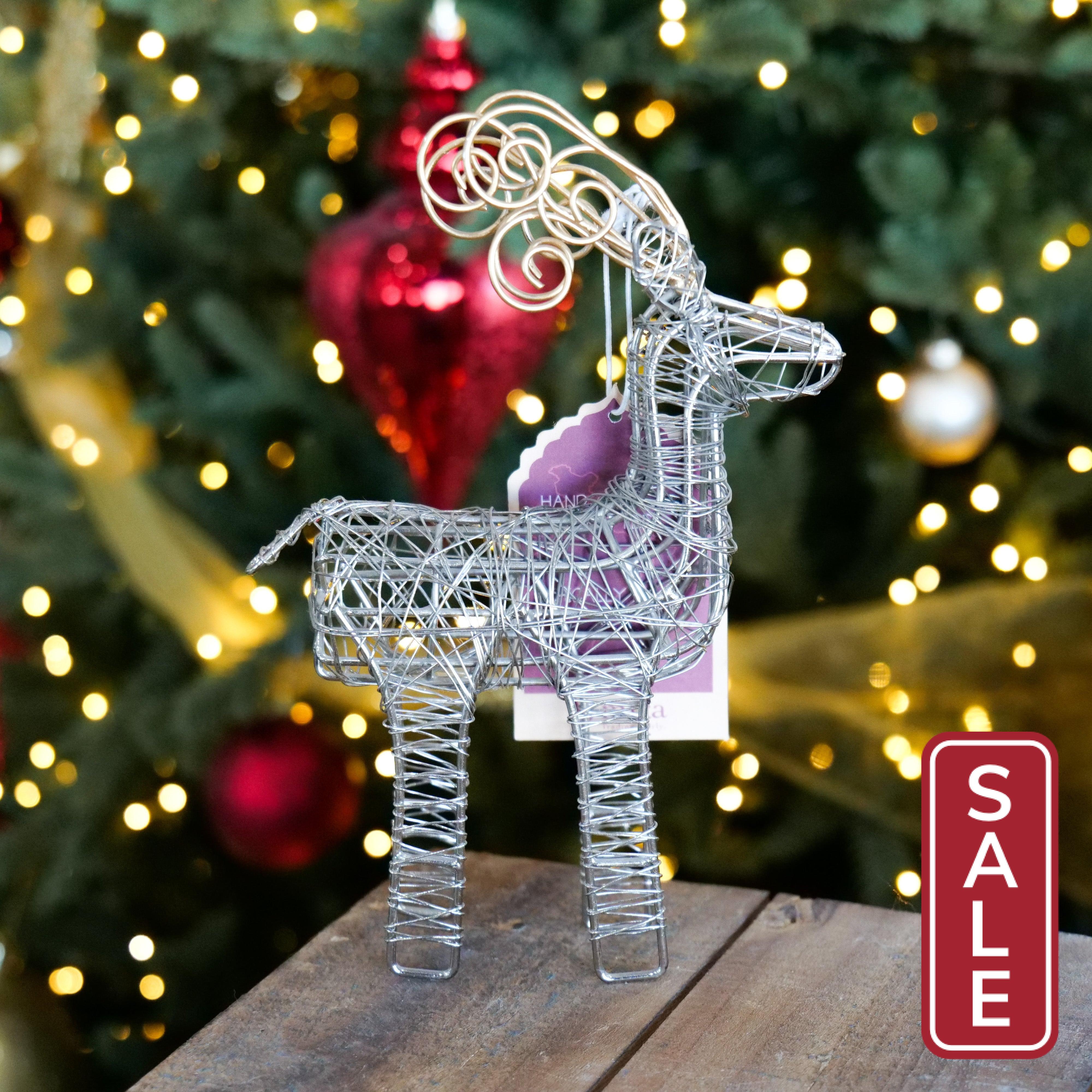Gold Antler Wrapped Wire Reindeer