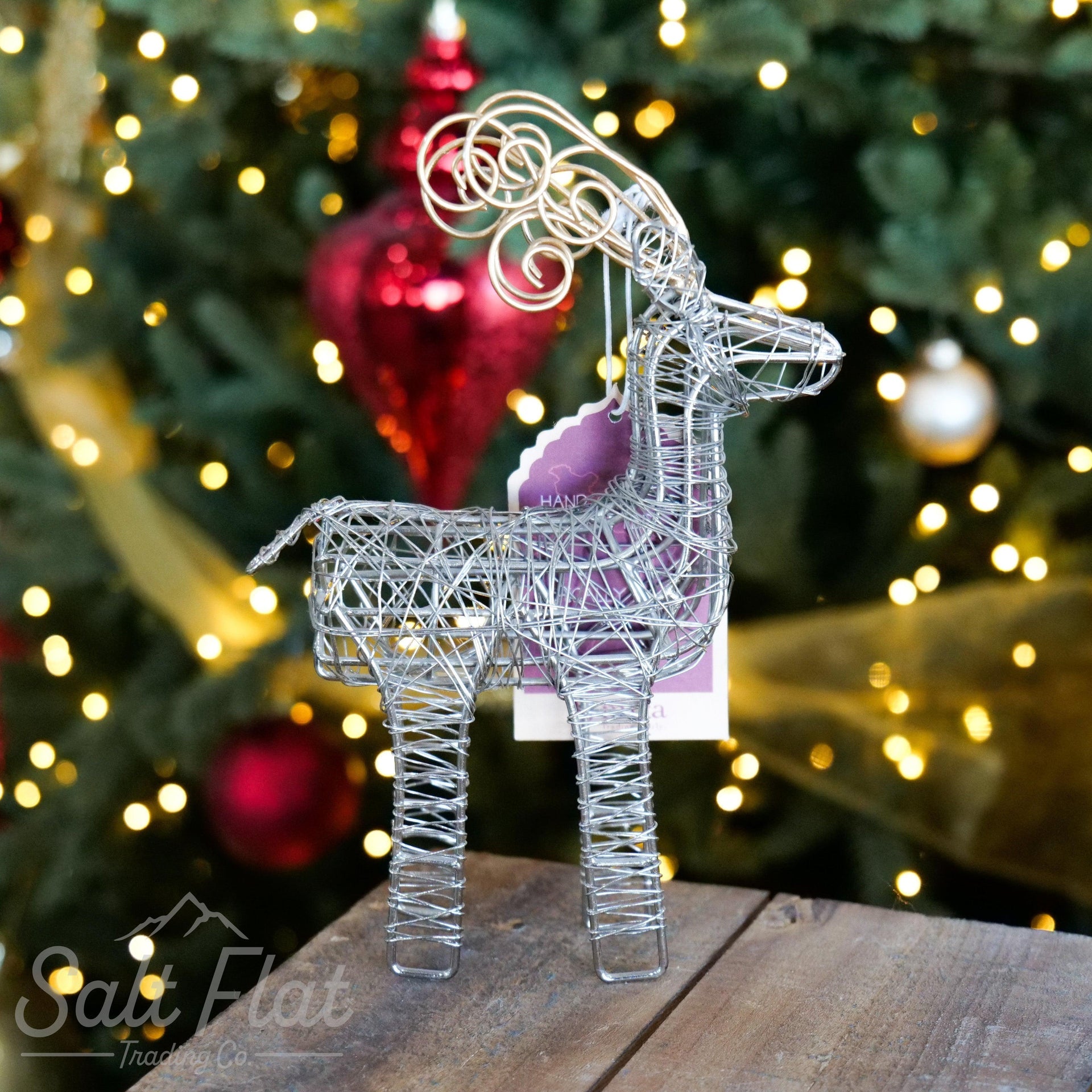 Gold Antler Wrapped Wire Reindeer